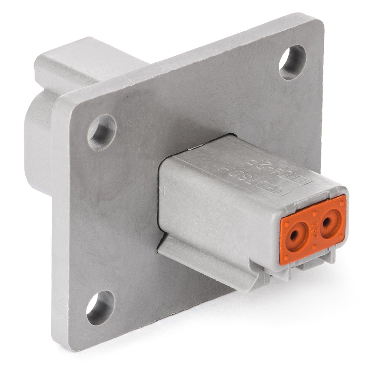 DT04-2P-L012 - DT Series - 2 Pin Receptacle - Welded Flange, Gray
