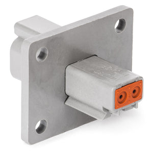 DT04-2P-L012 - DT Series -  2 Pin Receptacle - Welded Flange, Gray