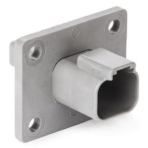 DT04-2P-L012 - DT Series -  2 Pin Receptacle - Welded Flange, Gray