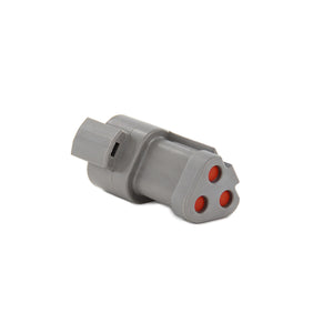 DT04-3P-C017 - DT Series - 3 Pin Receptacle - Solid Rear Grommet, End Cap, Gray