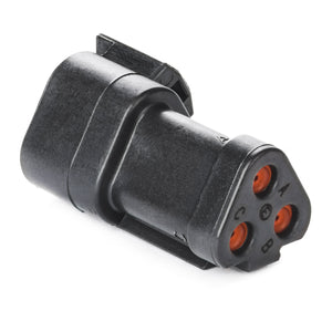 DT04-3P-CE03 - DT Series - 3 Pin Receptacle - Reduce Dia. Seal, End Cap, Black