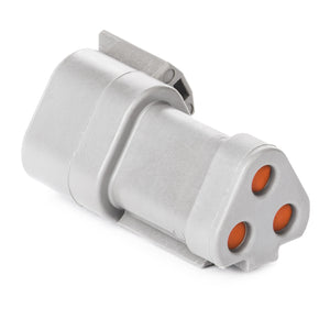 DT04-3P-P006 - DT Series - 3 Pin Receptacle - Wedgelock Included, Terminating Resistor, Gold Pins, J1939, Gray