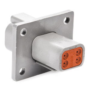 DT04-4P-CL03 - DT Series - 4 Pin Receptacle - Welded Flange, Reduced Dia. Seals, Gray