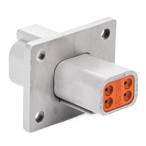 DT04-4P-L012 - DT Series - 4 Pin Receptacle - Welded Flange, Gray