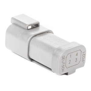 DT04-4P-P021 - DT Series - 4 Pin Receptacle - (1) 4 Pin Buss, Nickel Contacts, Gray