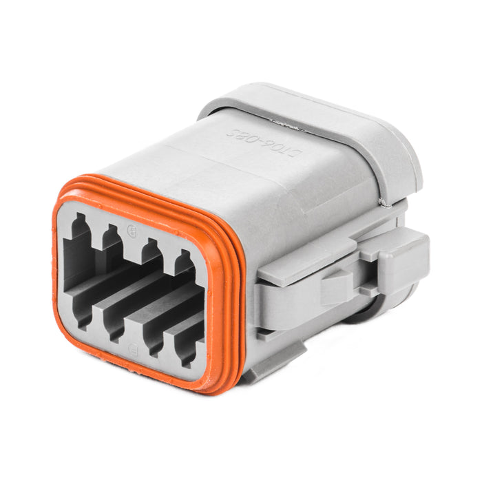 DT06-08SA-CE05 - DT Series - 8 Socket Plug - A Key, Enhanced Seal Retention, Reduced Dia. Seals, End Cap, Gray
