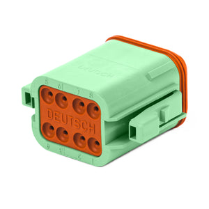 DT06-08SC-P012 - DT Series - 8 Socket Plug -  C Key, Enhanced Seal Retention, Green