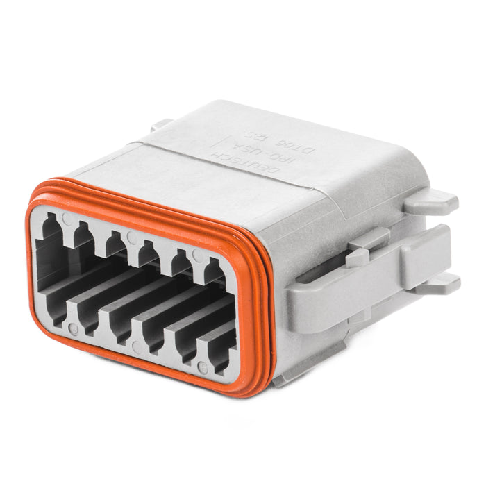 DT06-12SA-B016 - DT Series - 12 Socket Plug - A Key, Enhanced Seal Retention, Gray