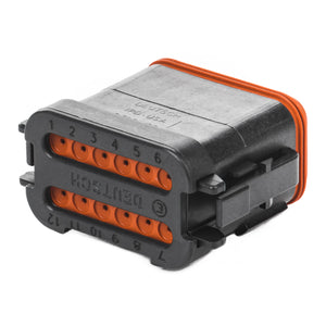 DT06-12SA-CE11 - DT Series - 12 Socket Plug - Enhanced Seal Retention, Reduced Dia. Seals, End Cap, Black