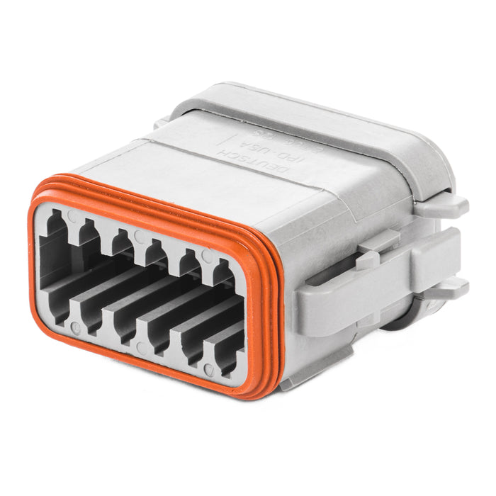 DT06-12SA-EP06 - DT Series - 12 Socket Plug - A Key, End Cap, Enhanced Seal Retention, Gray