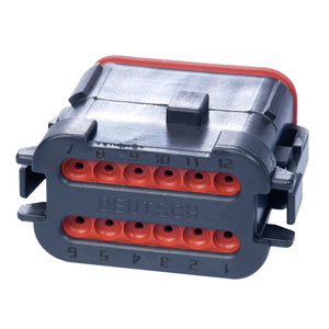 DT06-12SA-EP08 - DT Series - 12 Socket Plug - A Key, Enhanced Seal Ret., End Cap, Black