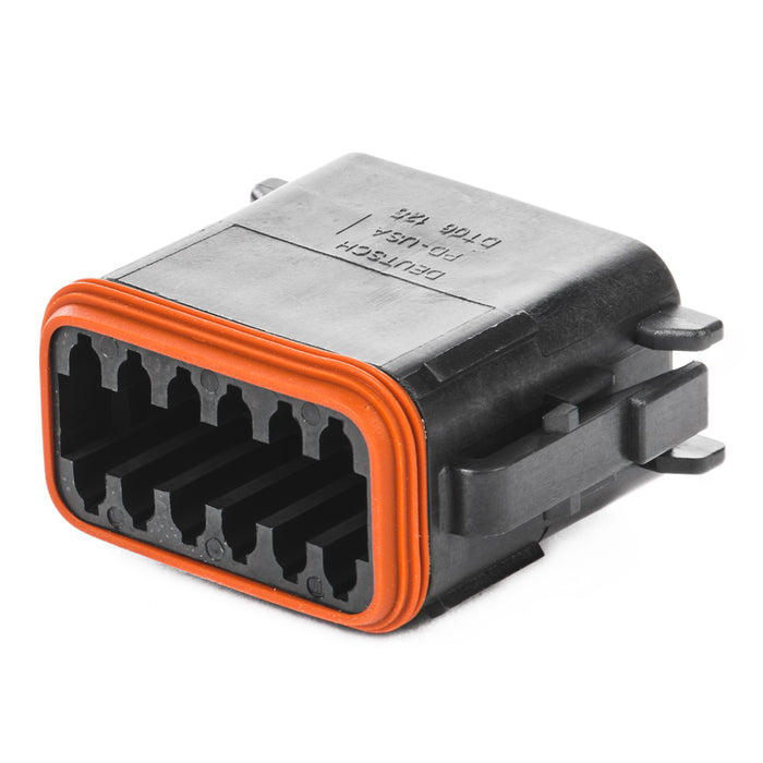 DT06-12SB-B016 - DT Series - 12 Socket Plug - B Key, Enhanced Seal Retention, Black