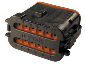 DT06-12SB-EP06- DT Series- 12 Socket Plug- B Key Enhanced Seal Retention, End Cap, Black