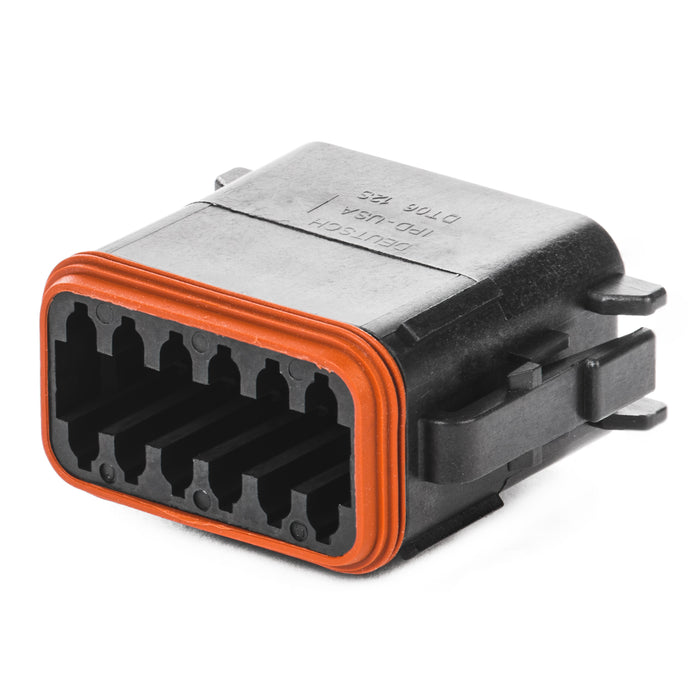 DT06-12SB-P012 - DT Series - 12 Socket Plug - B Key, Enhanced Seal Retention, Black