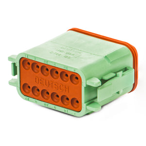 DT06-12SC-B016 - DT Series - 12 Socket Plug - C Key, Enhanced Seal Retention, Green