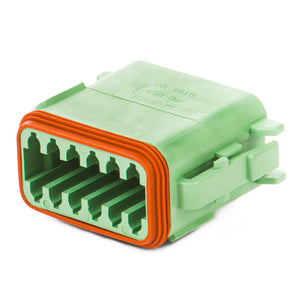 DT06-12SC-B016 - DT Series - 12 Socket Plug - C Key, Enhanced Seal Retention, Green