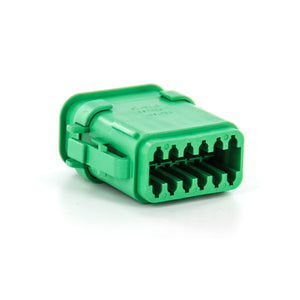 DT06-12SC-CE04 - DT Series - 12 Socket Plug - C Key, Reduced Dia. Seals, Shrink Boot Adapter, Green