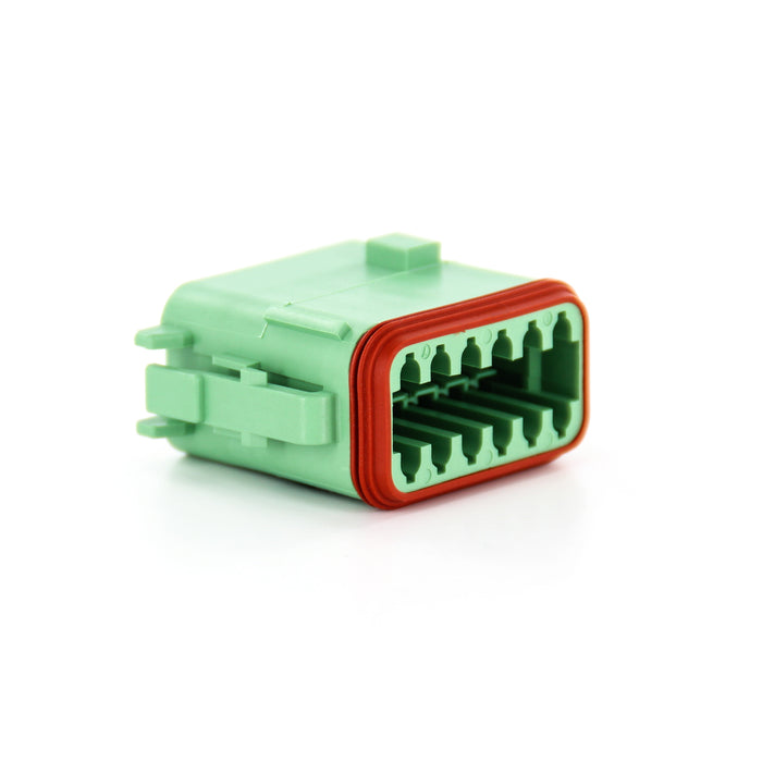 DT06-12SC-CE06 - DT Series - 12 Socket Plug - C Key, Enhanced Seal Retention, Reduced Dia. Seals, Green