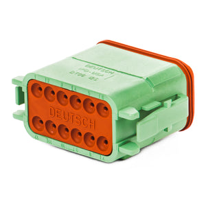DT06-12SC-P012 - DT Series - 12 Socket Plug - C Key, Enhanced Seal Retention, Green