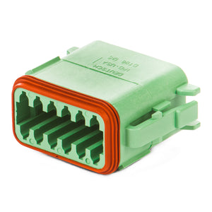 DT06-12SC-P012 - DT Series - 12 Socket Plug - C Key, Enhanced Seal Retention, Green