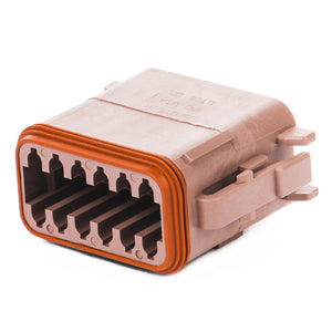 DT06-12SD-B016 - DT Series - 12 Socket Plug - D Key, Enhanced Seal Retention, Brown