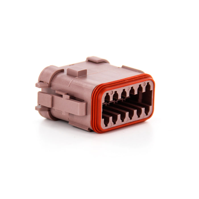 DT06-12SD-CE05 - DT Series - 12 Socket Plug - D Key, Enhanced Seal Retention, Reduced Dia. Seals, End Cap, Brown
