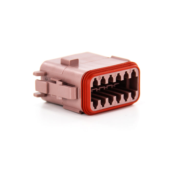 DT06-12SD-CE06 - DT Series - 12 Socket Plug - D Key, Enhanced Seal Retention, Reduced Dia. Seals, Brown