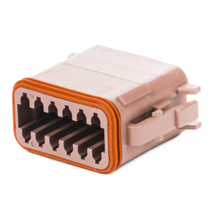 DT06-12SD - DT Series - 12 Socket Plug -  D Key, Brown