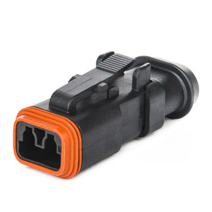 DT06-2S-CE13 - DT Series - 2 Socket Plug - Enhanced Seal Retention, Reduced Dia. Seals, Shrink Boot Adaptor, Black