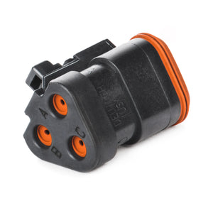 DT06-3S-EP06 - DT Series - 3 Socket Plug - End Cap, Enhanced Seal Retention, Black