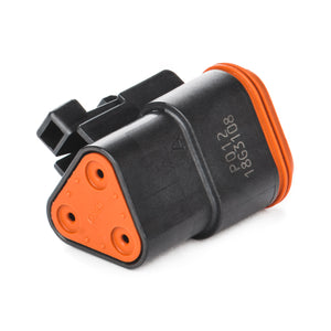 DT06-3S-P012 - DT Series - 3 Socket Plug - Enhanced Seal Retention, Black