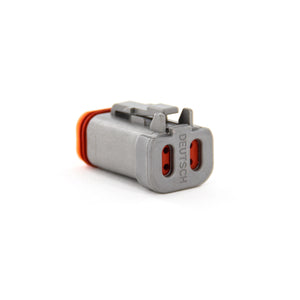 DT06-4S-C017 - DT Series - 4 Socket Plug - Wedgelock Included, Solid Rear Grommet, End Cap, Gray