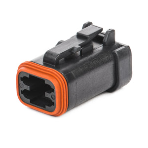 DT06-4S-CE05 - DT Series - 4 Socket Plug - End Cap, Enhanced Seal Retention, Reduced Dia. Seals, Black