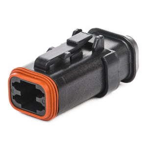 DT06-4S-CE13 - DT Series - 4 Socket Plug - Enhanced Seal Retention, Reduced Dia. Seals, Shrink Boot Adapter, Black