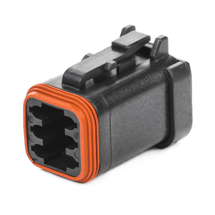 DT06-6S-CE05 - DT Series - 6 Socket Plug - Reduced Dia. Seals, Enhanced Seal Retention, End Cap, Black