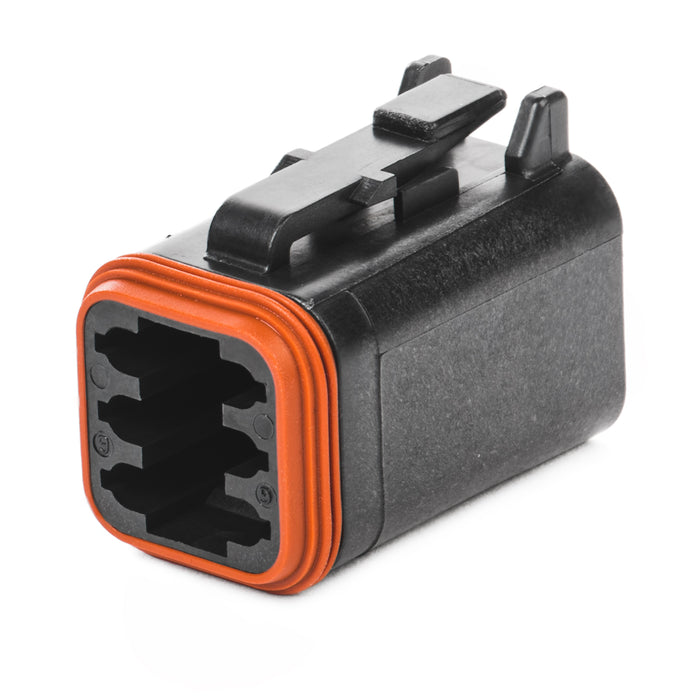 DT06-6S-CE06 - DT Series - 6 Socket  Plug - Reduced Dia. Seals, Enhanced Seal Retention, Black