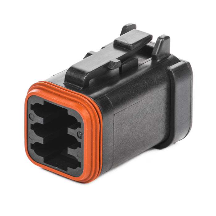 DT06-6S-EP06 - DT Series - 6 Socket Plug - End Cap, Enhanced Seal Retention, Black
