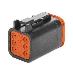 DT06-6S-P012 - DT Series - 6 Socket Plug - Enhanced Seal Retention, Black