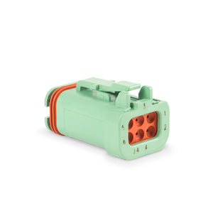 DT16-6S-KP01 - DT16 Series - Plug, 6 Cav, End Cap, Green