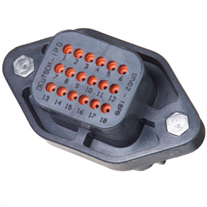 DTV02-18PB - DTV Series - 18 Pin Receptacle -  Sealed Flange, Gasket, End Cap, B Key, Black