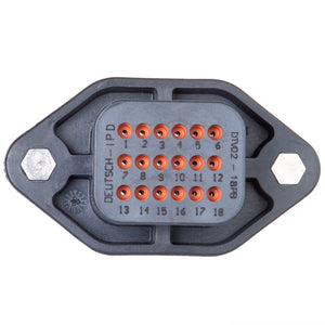 DTV02-18PB - DTV Series - 18 Pin Receptacle -  Sealed Flange, Gasket, End Cap, B Key, Black