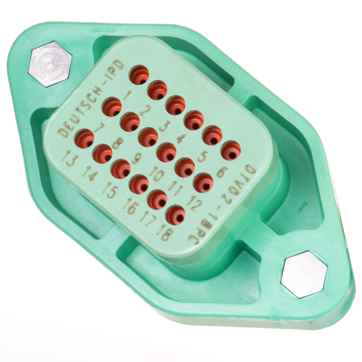 DTV02-18PC - DTV Series - 18 Pin Receptacle -  Sealed Flange, Gasket, End Cap, C Key, Green