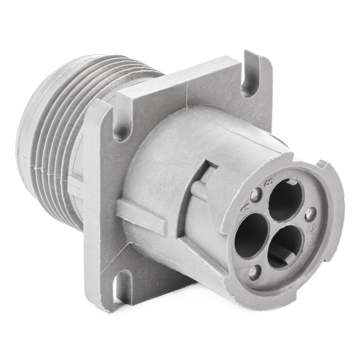 HD10-3-96P - HD10 Series - 3 Pin Receptacle - Threaded Rear, Flange, Gray