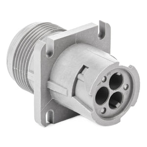 HD10-3-96P - HD10 Series - 3 Pin Receptacle - Threaded Rear, Flange, Gray