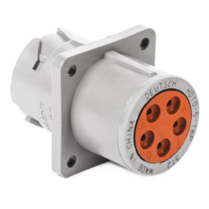 HD10-5-16P - HD10 Series - 5 Pin Receptacle - Non-Threaded Rear, Flange, Gray