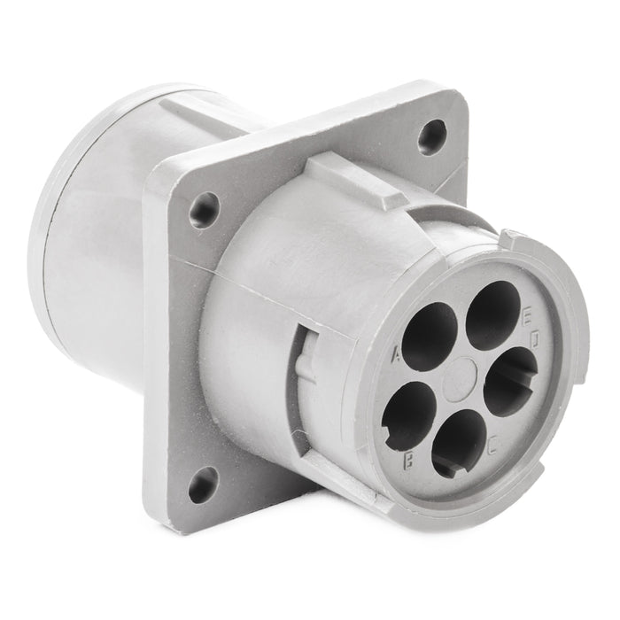HD10-5-16P - HD10 Series - 5 Pin Receptacle - Non-Threaded Rear, Flange, Gray