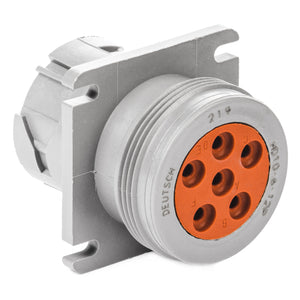 HD10-6-12P - HD10 Series - 6 Pin Receptacle - Threaded Rear, Flange, Gray