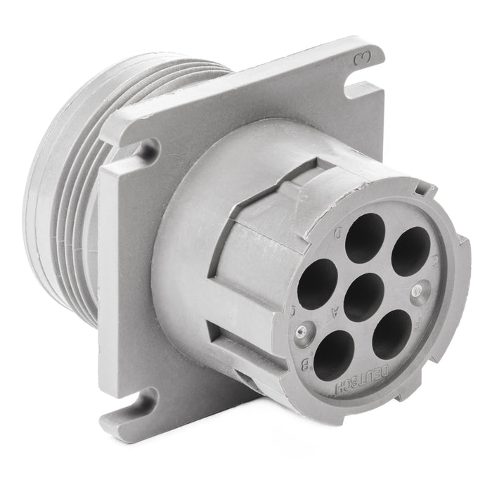 HD10-6-12P - HD10 Series - 6 Pin Receptacle - Threaded Rear, Flange, Gray