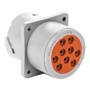 HD10-9-16P - HD10 Series - 9 Pin Receptacle - Non-Threaded Rear, Key Removed from Front of Flange, Gray