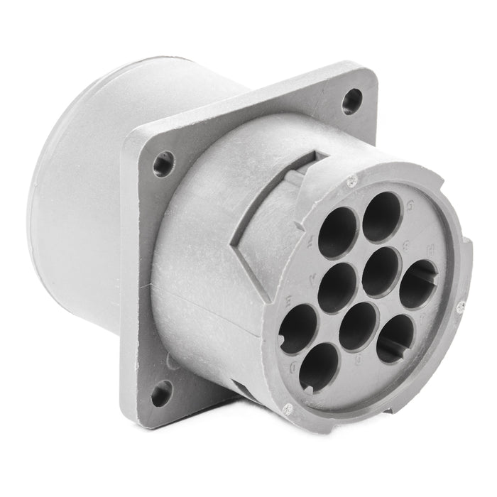 HD10-9-16P - HD10 Series - 9 Pin Receptacle - Non-Threaded Rear, Key Removed from Front of Flange, Gray